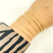 Solid Yellow Gold Diamond Cut Cable & Marina Link Chain